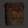 Traditional Striped Wooden Barrel With Red Cloth Cover For Home Storage Use