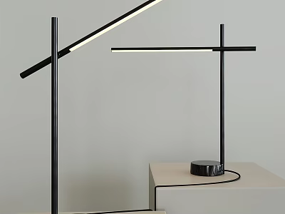 Modern Minimalist Table Lamp With Black Metal Frame On White Desk 3d model