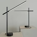 Modern Minimalist Table Lamp With Black Metal Frame On White Desk
