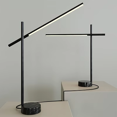 Modern Minimalist Table Lamp With Black Metal Frame On White Desk 3d model