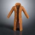 Brown Long Coat Design With Button Closure And Lapel Collar 3d model