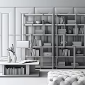 Modern bookshelf coffee table combination 3d model