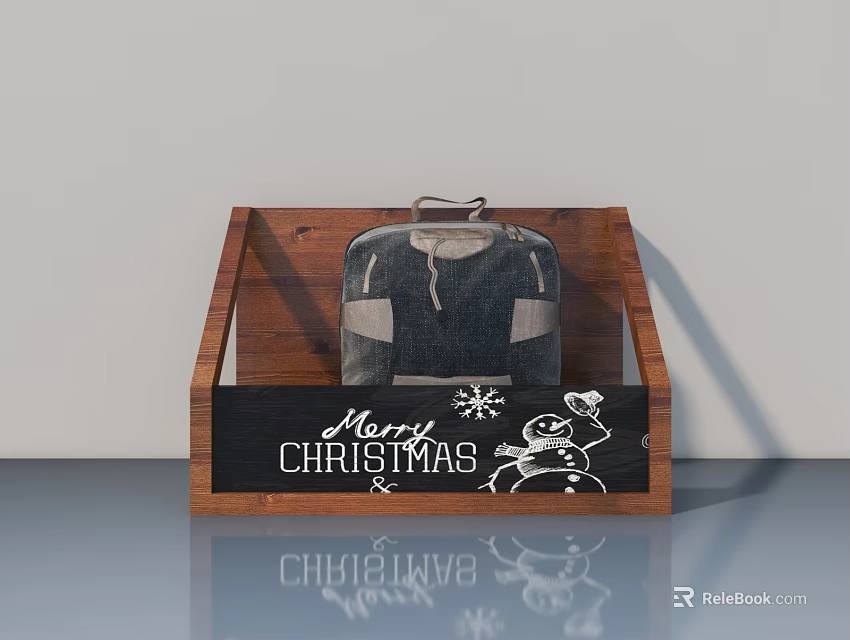 Wooden Hinged Door With Christmas Snowman Decor And Merry Lettering 3d model 