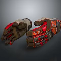 Patterned Red Black Orange Gloves With Leather Synthetic Material For Daily Use 3d model