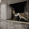 Modern Beauty Hair Salon Interior With Marble Floors Barber Chairs Mirrors And Lighting