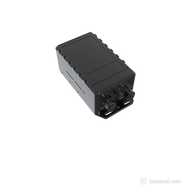 Black Square Electronic Enclosure With Durable Design And Connector Ports 3d model 