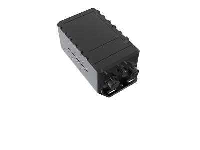 Black Square Electronic Enclosure With Durable Design And Connector Ports 3d model