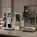 Modern Kitchen Countertop With Stainless Steel Coffee Machines Coffee Bags And White Cups