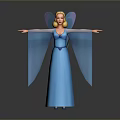 Woman In Blue Dress With Blue Wings Blonde Hair And Magic Wand