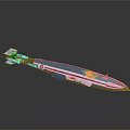 Colorful Futuristic Spaceship With Blue Red White Body And Yellow Emblem