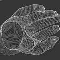 Realistic Human Hand and Arm with Slightly Curved Fingers Against Gray Background