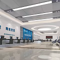 Spacious Bright Service Hall Interior With Workstations Seats And Display Screens