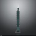 Teal High Rise Tower Architectural Design with Multi Level Spire and Reflective Base 3d model