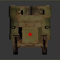 Green Military Tank Model with Red Star COB Markings and Two Cylindrical Top Structures