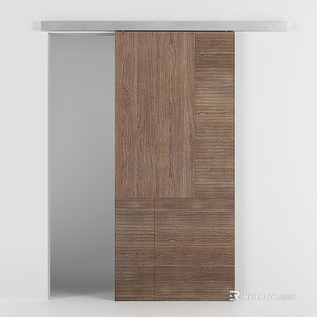 Modern Wooden Hinged Door With Natural Wood Grain Panel Design For Home Interior 3d model 