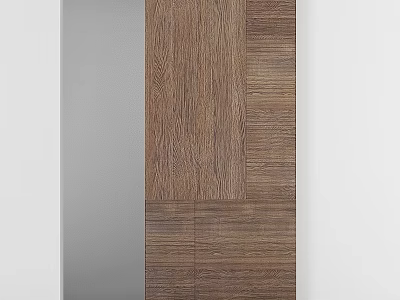 Modern Wooden Hinged Door With Natural Wood Grain Panel Design For Home Interior 3d model