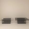 Modern Glass Top Coffee Tables With Geometric Grid Base In White Room