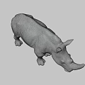 Highly Detailed 3D Rhinoceros Model With Realistic Texture And Gray Background