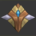 Fantasy Orange And Gold Weapon With Blue Gem And Spiked Design