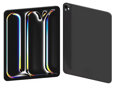 Black Phone Tablet Protective Case With Colorful Reflective Stripes And Back Camera Design 3d model