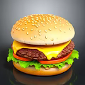 Delicious Cheeseburger With Sesame Bun Beef Patty Cheese Lettuce And Tomato
