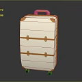 White Stylish Suitcase Design With Orange Handles Straps And Rolling Wheels