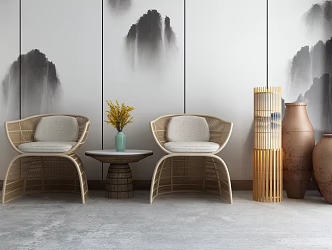 New Chinese Style Casual Sofa Combination Sofa Coffee Table Combination 3d model