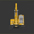 Yellow Komatsu Tracked Excavator With Front Bucket On Dark Surface