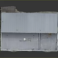 Two Story White Building Model With Blue Roof Multiple Windows Small Plant And Reflection