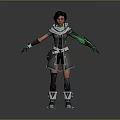 Sci Fi Game Movie Character With Gray Green Tech Style Outfit Short Hair Mechanical Boots