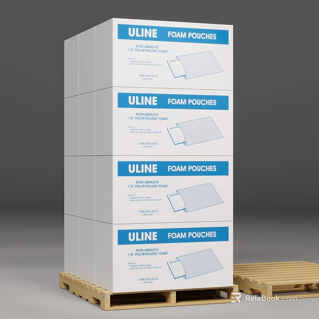 Sturdy Uline Foam Pouches Stacked Boxes For Secure Packaging And Shipping 3d model 