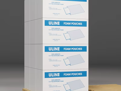Sturdy Uline Foam Pouches Stacked Boxes For Secure Packaging And Shipping 3d model