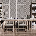 New Chinese Tea Table and Chair 3d model