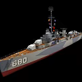 Military Warship Deck Displaying Colorful Flags Naval Guns And Upper Structure Details