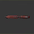 Red Futuristic Gun With Detailed Mechanical Design And Blue Glowing Elements