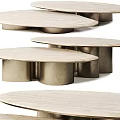 Modern Oval Coffee Table With Light Wood Top And Metal Base Design Elements 3d model