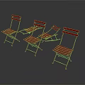 Red Folding Patio Chairs With Metal Frame Striped Seats Outdoor Furniture
