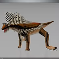 3D Render of Orange Prehistoric Creature with White Spikes Standing Pose Open Mouth