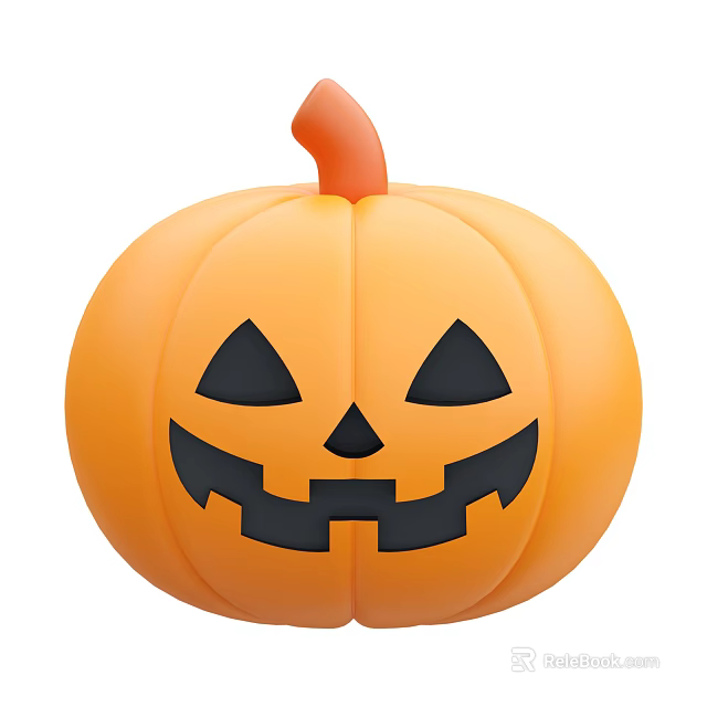 Edible Halloween Pumpkin With Orange Round Shape And Carved Smile Face Design 3d model 