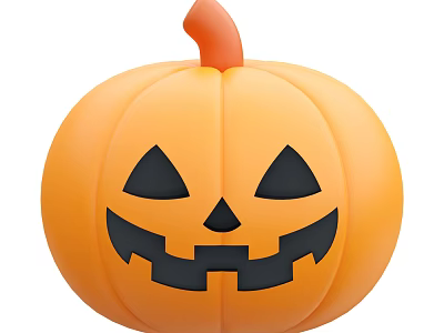 Edible Halloween Pumpkin With Orange Round Shape And Carved Smile Face Design 3d model