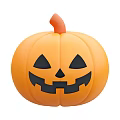 Edible Halloween Pumpkin With Orange Round Shape And Carved Smile Face Design