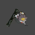 Cartoon Game Character Holding Large Cannon With Floral Headpiece And Outfit Standing On Platform
