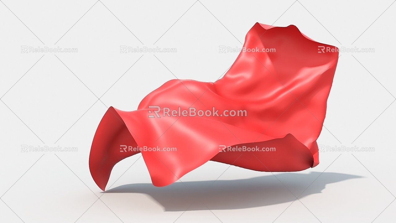 Cloth streamer red fluttering cloth 3d model