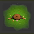 Cartoon Bear Character Wearing Blue Shirt With Number 24 And Colorful Patterns On Green Grass