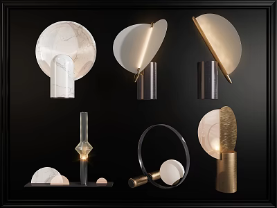 Modern Table Lamps Featuring Metal Bases Circular Shades And Contemporary Designs 3d model
