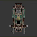 Futuristic Green And Red Combat Vehicle With Dual Large Cannons And Transparent Cockpit