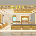 Elegant Jewelry Store Interior With Golden Counters And Bright Display Cases 3d model