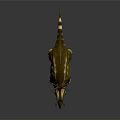 Triceratops Standing On Dark Surface With Yellow Brown Striped Body Horns Frill And Open Mouth