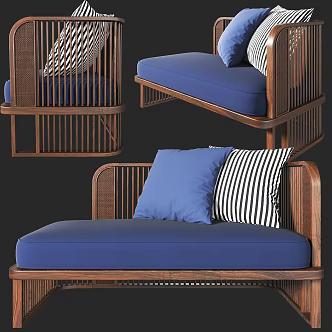 Quiet Imperial Chair Leisure Sofa Lazy Sofa Blue Imperial Chair Lazy Chair Imperial Concubine Sofa 3d model