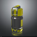 Yellow And Silver Cylindrical Tactical Weapon With Metal Components And Pull Ring Design 3d model